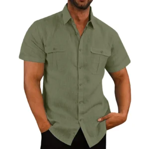 Cotton Linen Hot Sale Men Short-Sleeved Shirts Summer Solid Color Comfort Collar Casual Beach Style Plus SizeMale Shirts M-5XL