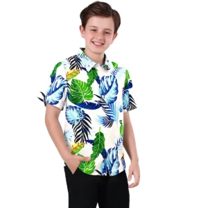 Kids Hawaiian Shirt Teenager Boy Summer Beach School Gift Casual Top Children Novelty Botanical Print Fashion Daily Holiday Tee