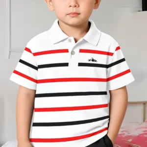 Children's Striped Polo Shirt Boy Handsome Fashion Sports T-Shirt Girl Lapel Tops Casual Comfortable Short Sleeves Boys Clothing
