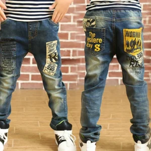 IENENS Boy Girls Trousers Skinny Jeans Elastic Waist Pants 4-13 Years Kids Boys Denim Clothing Clothes Sports Bottoms