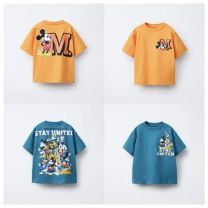 Cute Mickey Print T-shirt Round Neck Basic Shirt 2025 Summer Clothing For Boys Simple And Fashionable T-shirt Cartoon Top