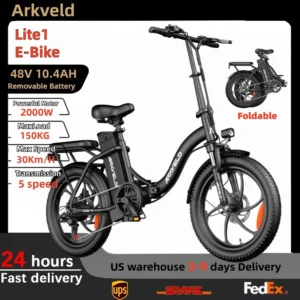 Arkveld Electric Bicycle 750W Motor 48V10AH Lithium Battery 35KM/H Electric Bike 20x3" Tire  E-bike for Adults foldable e bike