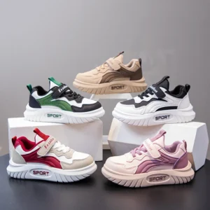 2025 New Versatile Soft Girls Sneakers Color Matching Pink Cool Hook & Loop Boys Sport Shoes Kids Shoes Spring Autumn Children