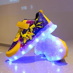 Kids'Casual Shoes Boys Rechargeable Cartoon PU Leather Spring Fashion Flat Bottom Anti-slip Sneakers Yellow Size 25-36