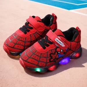 2026 New Boys Breathable Lighted Sneakers Spiiderman Children's  Luminous Shoes Student Teenager Sport Shoes Kids Casual Shoes