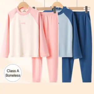 1Set Girl Autumn Winter Long Warm Sleeve Suits Kids Tops Pants Two Piece Set Boys Letter Print Outfit Clothing Thermal Underwear