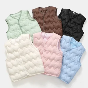 Kids Warm Vest Winter Girls Boys Thicken Waistcoat Outerwear Children Teens Cotton Solid Color Jackets Vest for 1-6Years