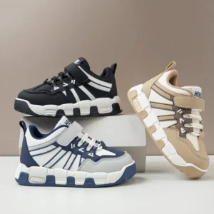 Kids Fashion Sneakers Outdoor Sport Boys Tennis Comfort Leather Running Shoes Lightweight Children's Sports Walking Footwear