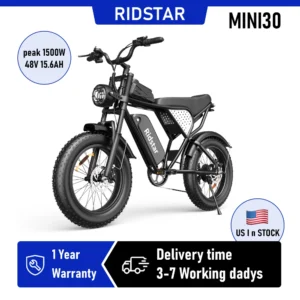 Ridstar MINI30 1500W Electric Bike for Adults Battery 48V 15.6AH E-Bike 31 MPH Electric Bicycle 20x4" Fat Tire Mountain Bike