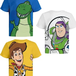 2026 New Casual Summer Kids Toddler Boys Toy Story Woody Buzz Lightyear Rex Big Graphic Short Sleeve T-Shirt